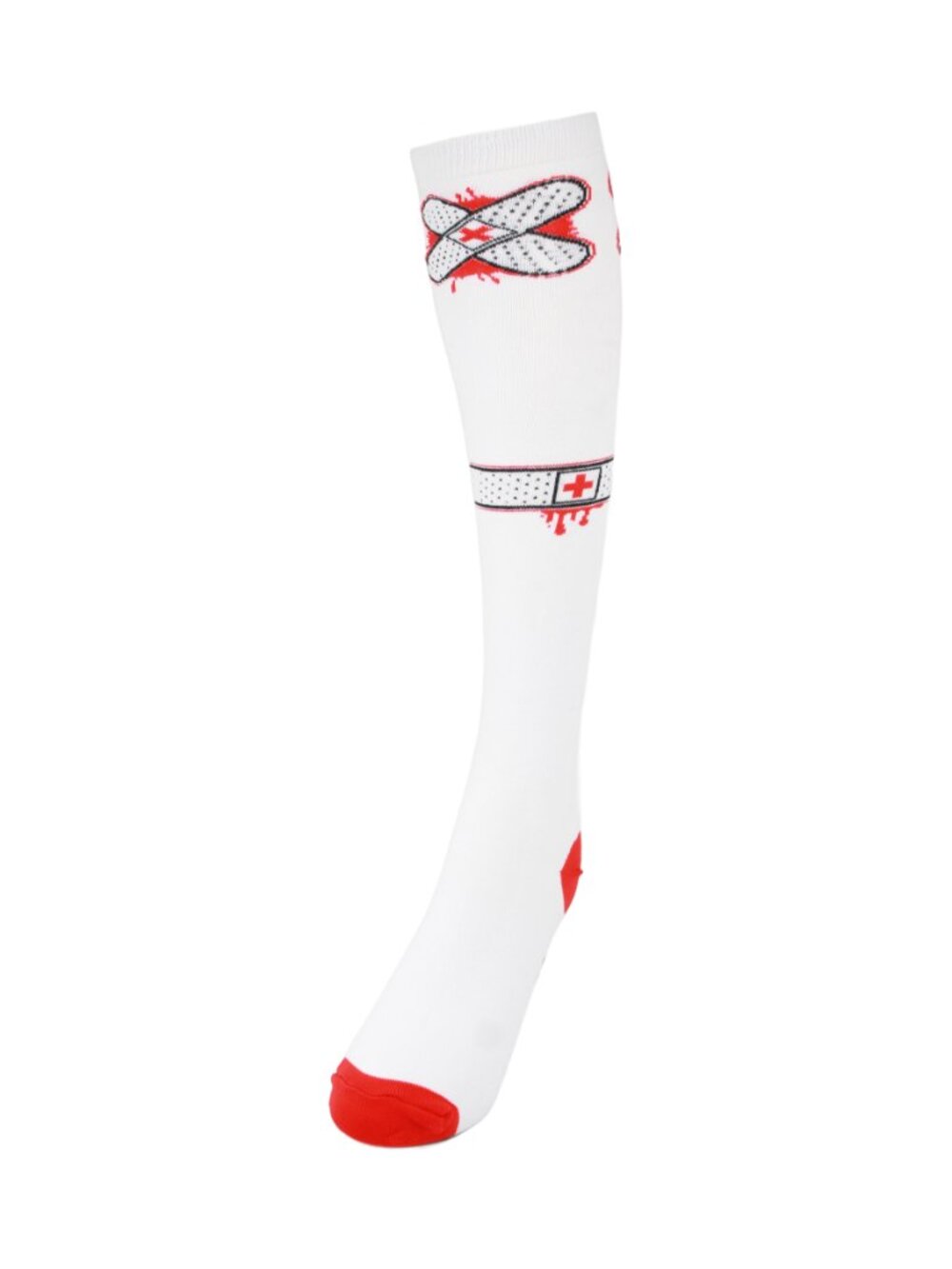 17" Knee High Ouch Socks Bloody Bandages Roller Derby Goth Halloween Skating - Picture 3 of 9